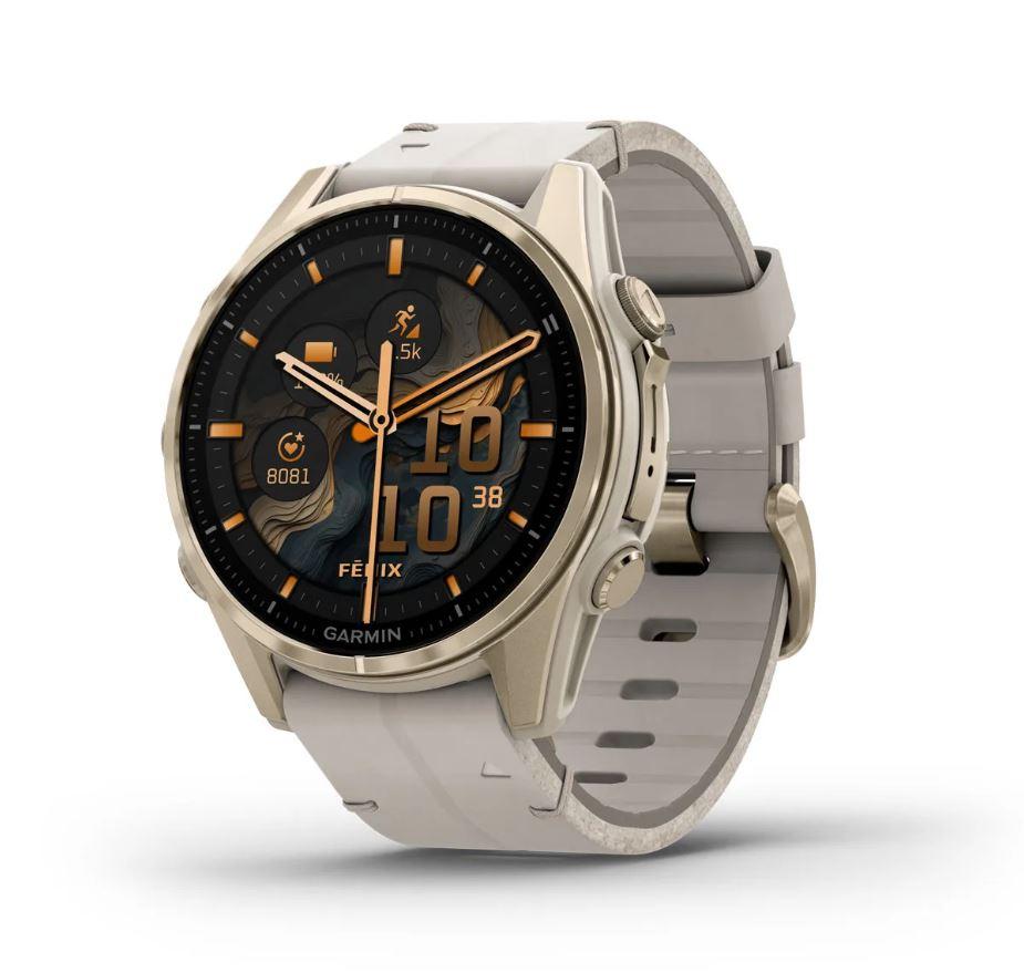 Smartwatch Garmin Fēnix® 8 AMOLED Sapphire 43mm 010-02903-40 Sapphire Oro Rosato con Cinturino in Pelle Avorio