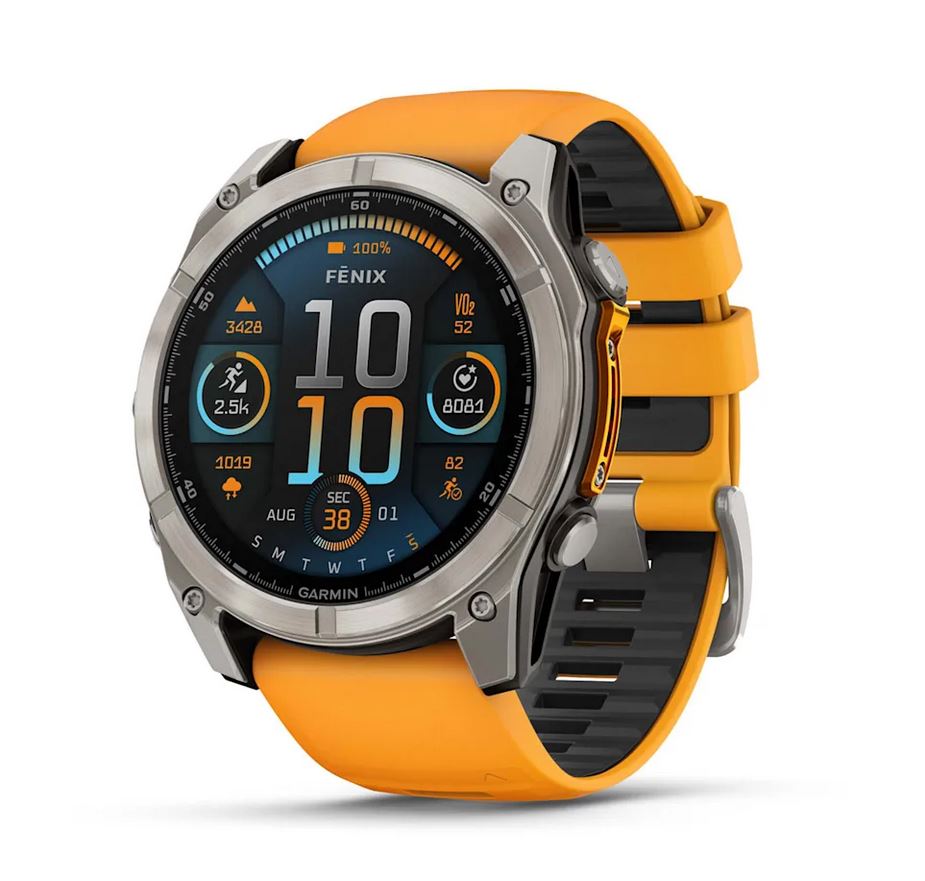 Smartwatch Garmin Fēnix® 8 AMOLED Sapphire 51mm 010-02905-11 Sapphire Titanium con Cinturino in Silicone Spark Orange/Grafite