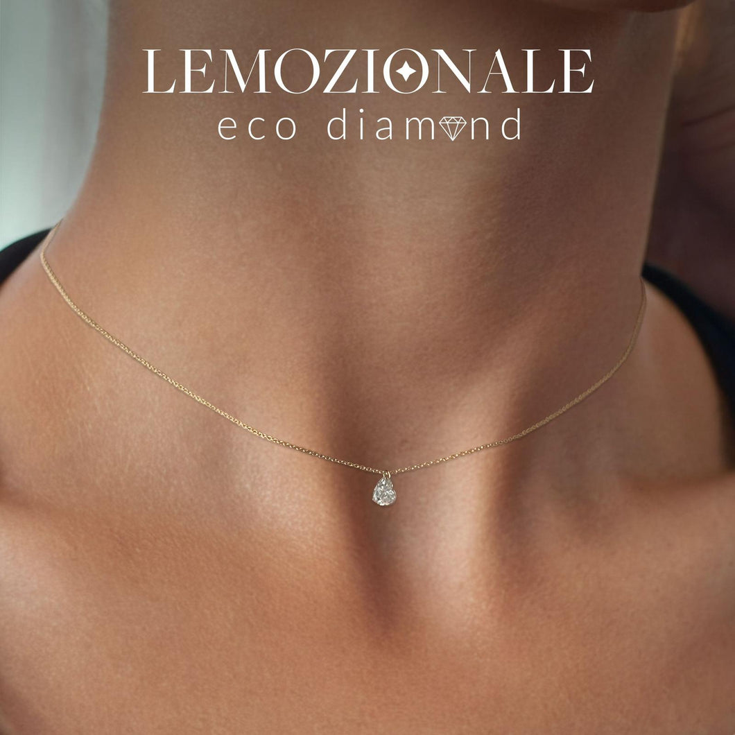 Lemozionale EcoDiamond Collana Oro 18KT Cuore Diamante Green