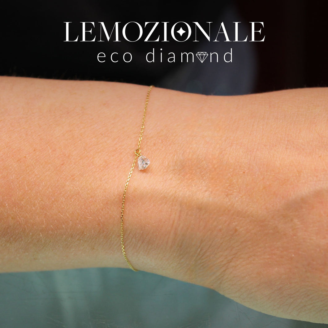 Lemozionale EcoDiamond Bracciale Oro 18KT  Diamante Cuore Green